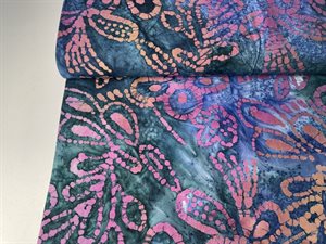 Poplin - unik batik i blålilla og lilla